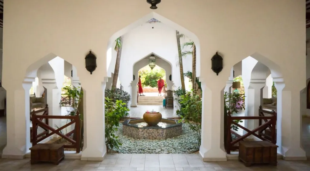 The resort’s entrance and reception area.